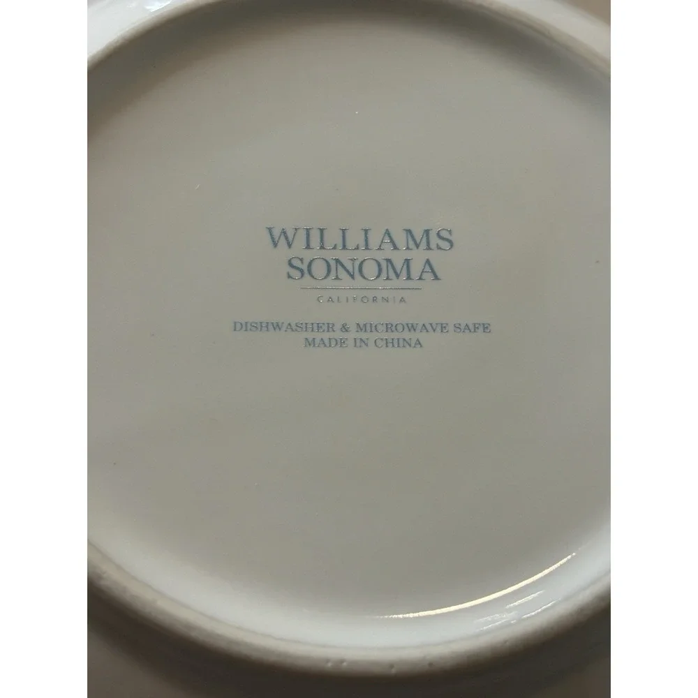 Set Of 4 Williams Sonoma Damask Bunny Cereal SOUP BOWL Blue Floral Rabbit  7.5